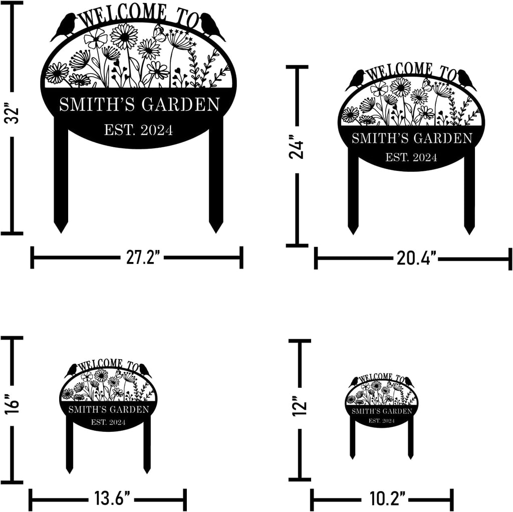 Personalized Metal Garden Flower Sign with Stakes, Custom Garden Decor for Outdoor, Flower Sign Plaque, Yard Sign, Lawn