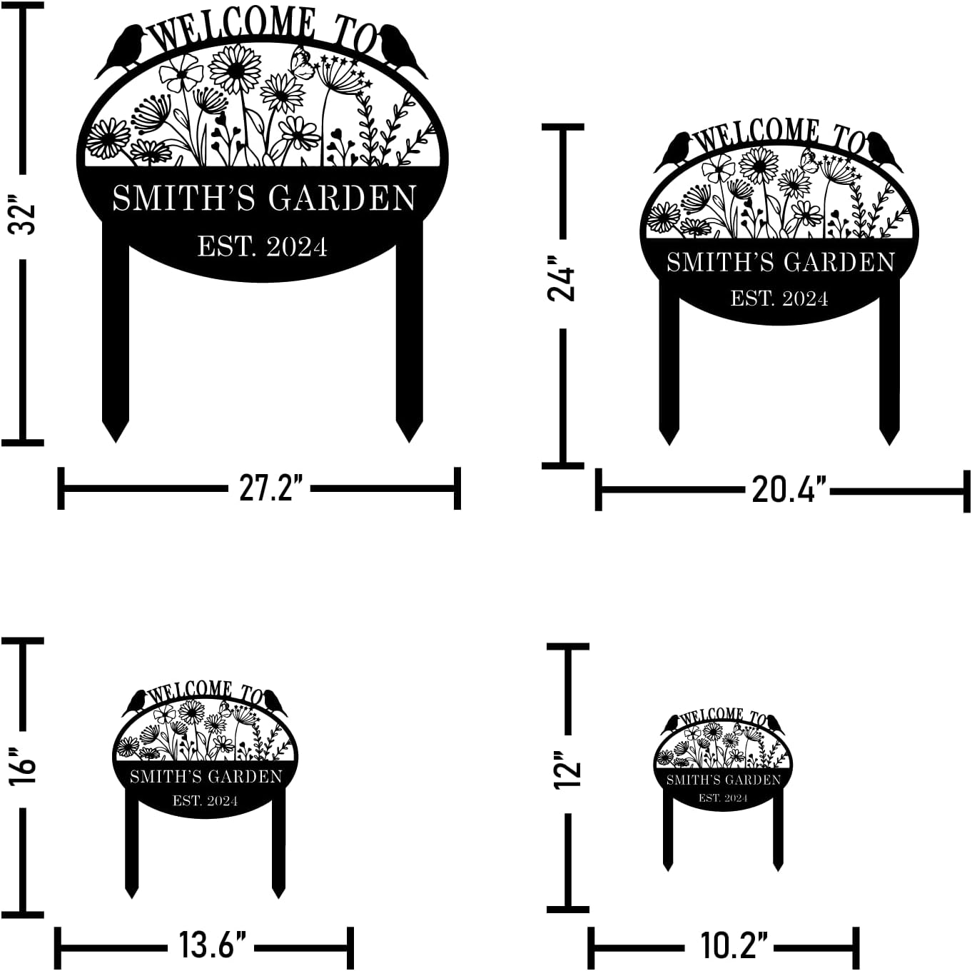 Personalized Metal Garden Flower Sign with Stakes, Custom Garden Decor for Outdoor, Flower Sign Plaque, Yard Sign, Lawn