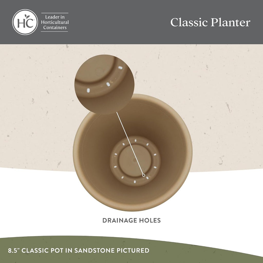 The HC Companies Classic Round Plastic Plant Pot w/Rolled Rim - Lightweight & UV Resistant Flower Pot for Herbs & More