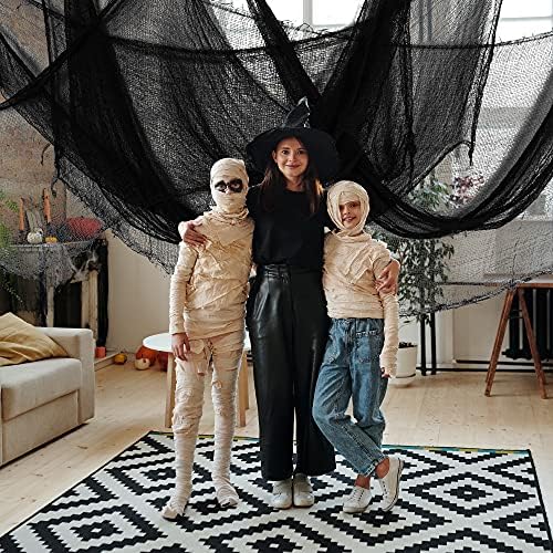 Alpurple 6 PCS Halloween Creepy Cloth, 30 x 72 Inch Black Scary Spooky Fabric Cloth, Freaky Loose Weave Creepy Gauze for Halloween Party Decoration