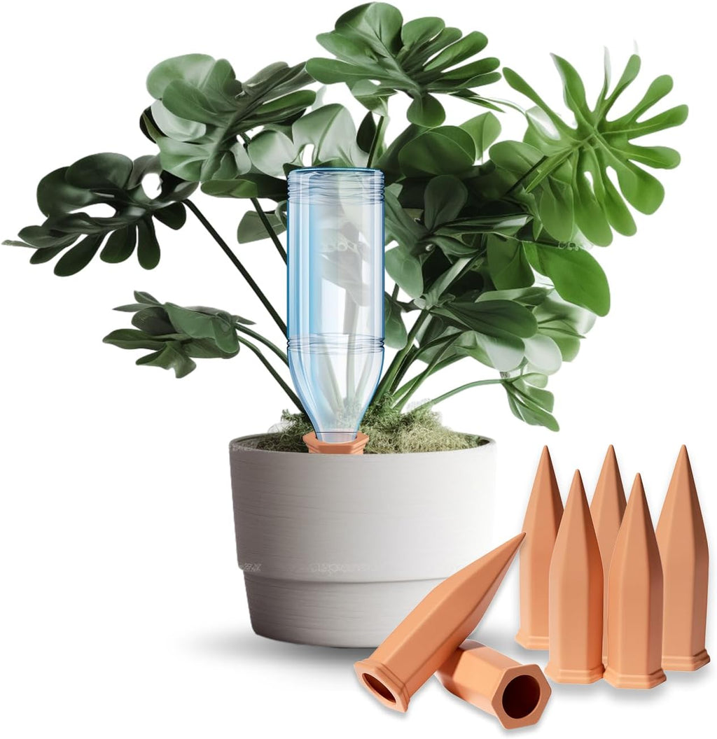16 Pack Terracotta Plant Watering Spikes, Self-Watering Stakes for Wine Bottles, Porous Clay, Reusable (Red A)