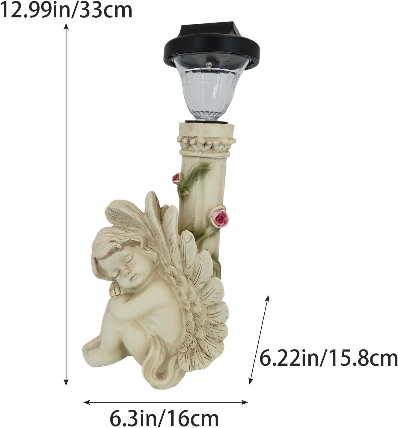 Angel Statue with Solar Light,White 12.9IN | Resin Angel Statue Decor for HOME Patio Lawn Yard Balcony, Resin Angel