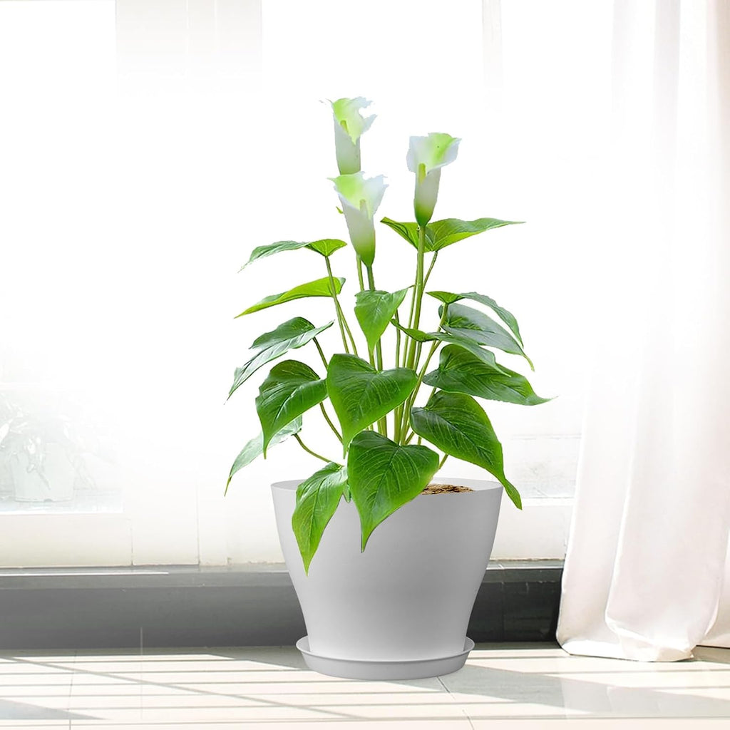 Meowell 6 inch Plastic Nursery Pots, 16 Pack Plant Pots for Small Indoor Outdoor Plants, Flower Pots with Drainage