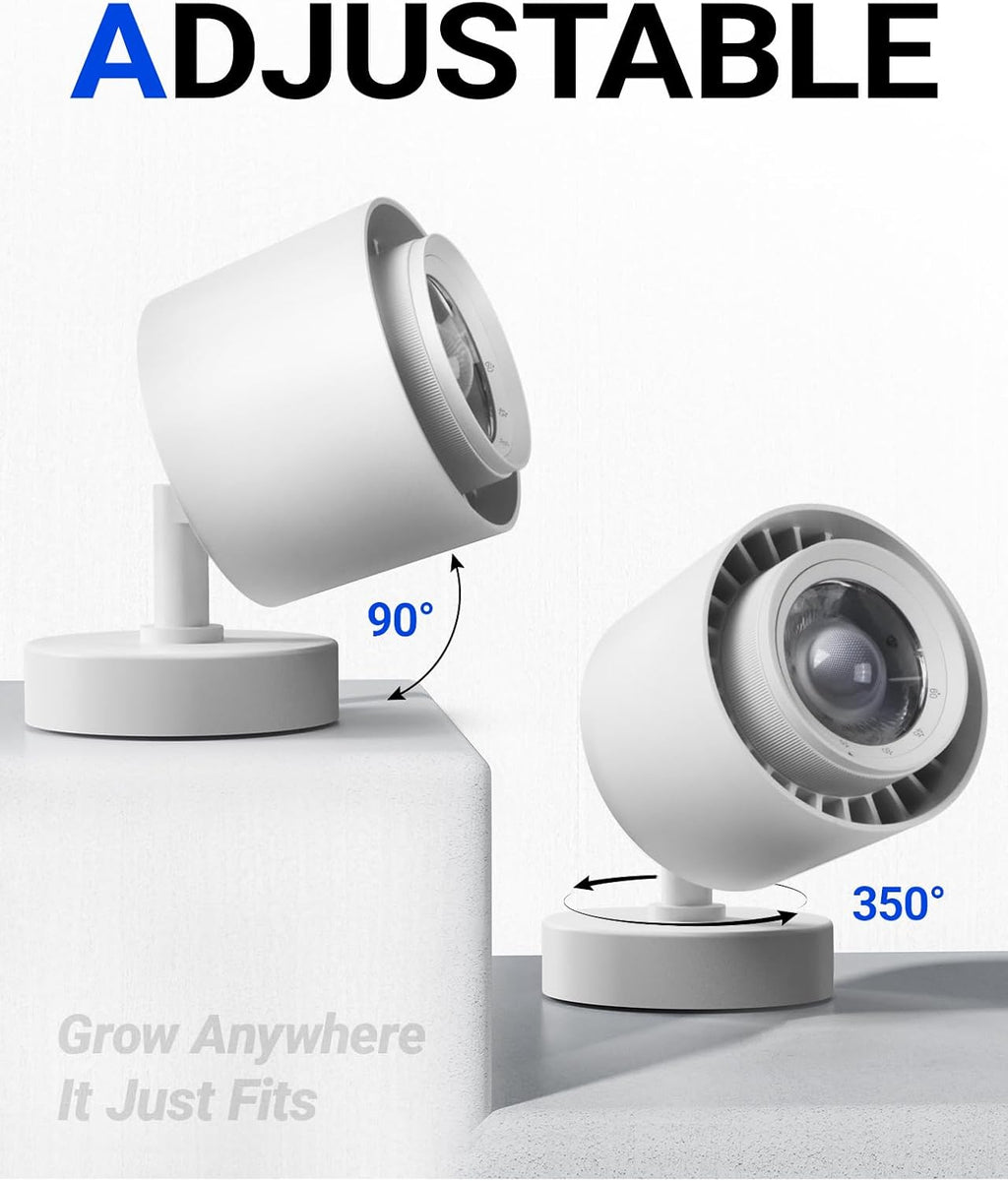 Barrina TR40A Track Grow Lights, 40W 4000K, White Cover with Timer, 1-Pack | 15°-60° Adjustable Beam Angle, Wall