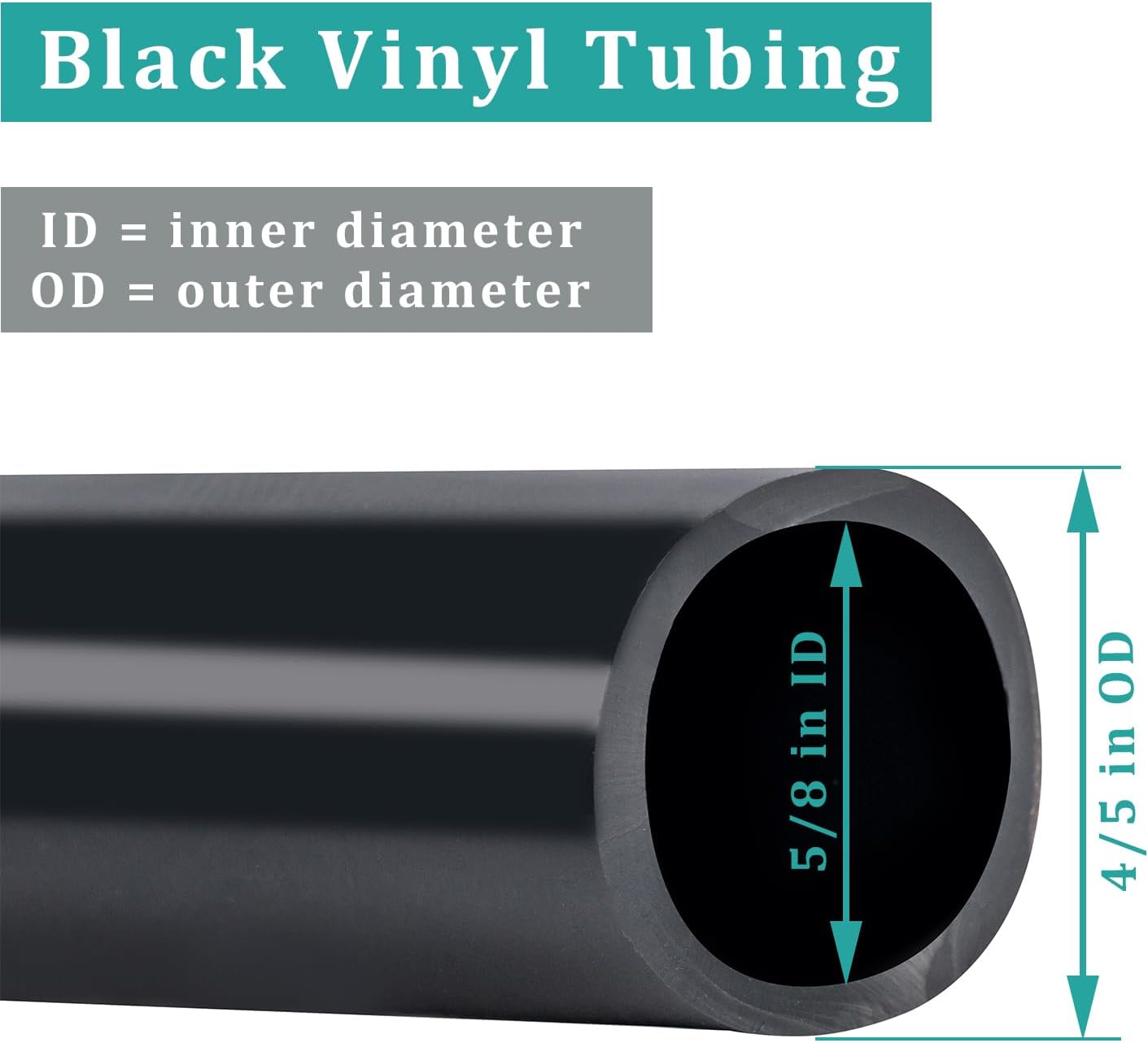 Black Vinyl Tubing 5/8” id - 50 Ft PVC Flexible Plastic Irrigation Hose | Hybrid Hose Transfer Water Air Oil for Pond