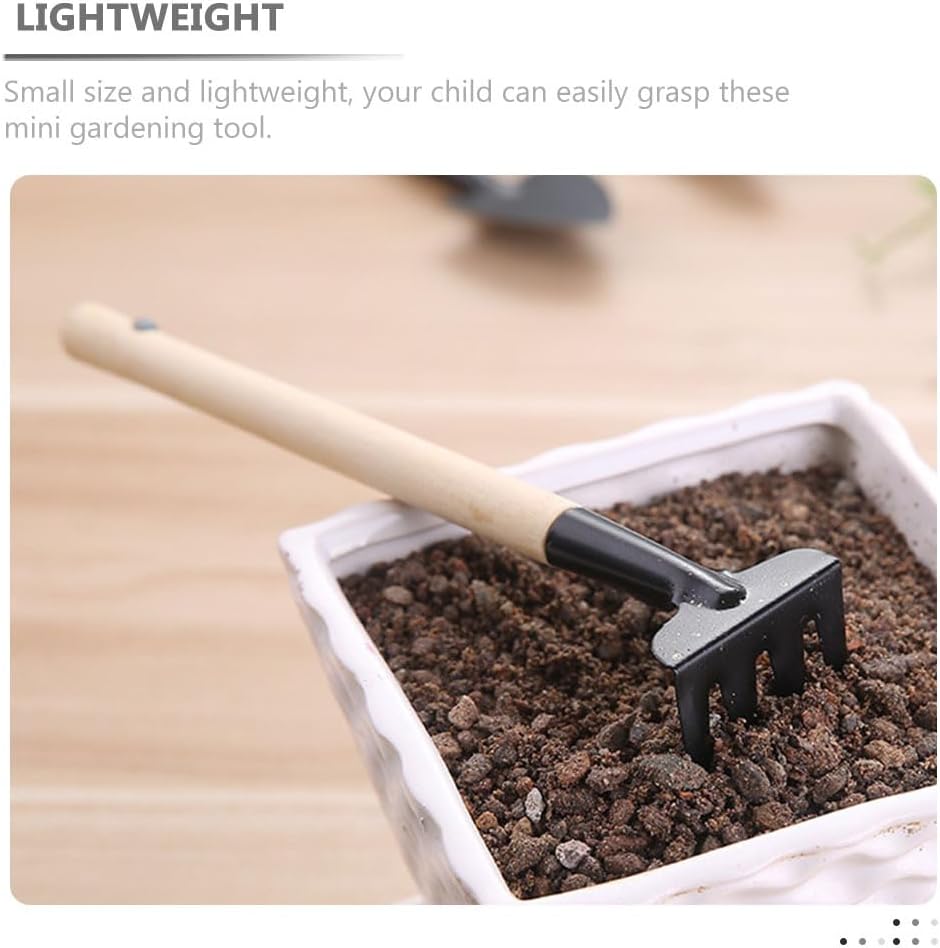 GANAZONO 8 Sets Mini Gardening Tools Portable Garden Hand Tools Set Miniature Gardening Rake Trowel and Shovel for