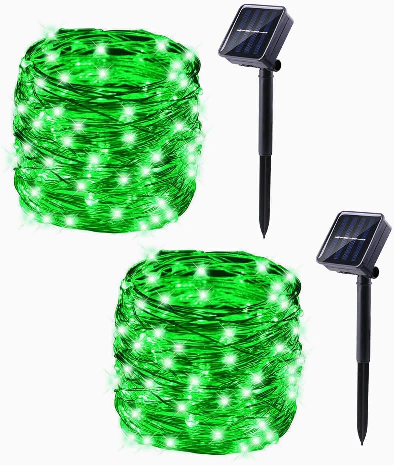 Lomotech Solar Fairy Lights Outdoor, 2 Pack Total 66ft 200 LED,Green