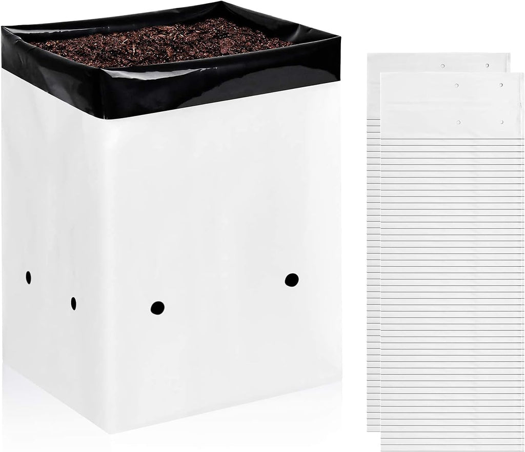 iPower 100-Pack 5 Gallon Grow Bags Black and White Panda Film Containers for Plants, Seedling and Rooting, Square Shape