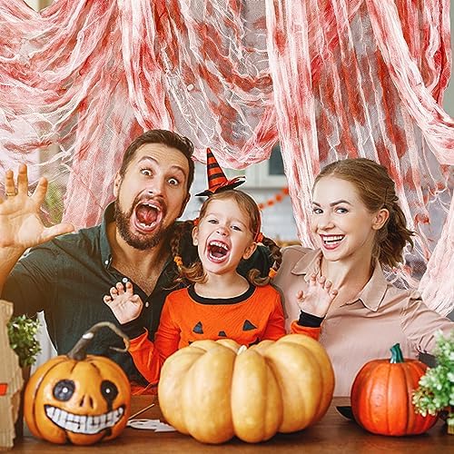 400" x 85" Halloween Creepy Cloth - Large Size Spooky Fabric - Scary Gauze Blood Creepy Cloth for Haunted House Party Yard Wall Doorway Decoration (red)