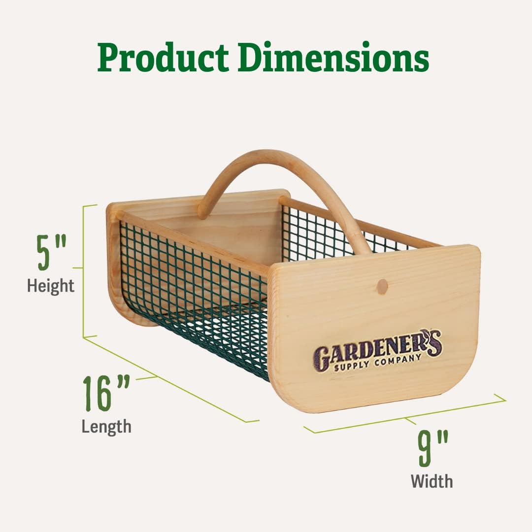 Gardener's Supply Company Garden Harvest Basket | Versatile Gardening & Vegetables Gathering Hod | Natural Smooth Pine