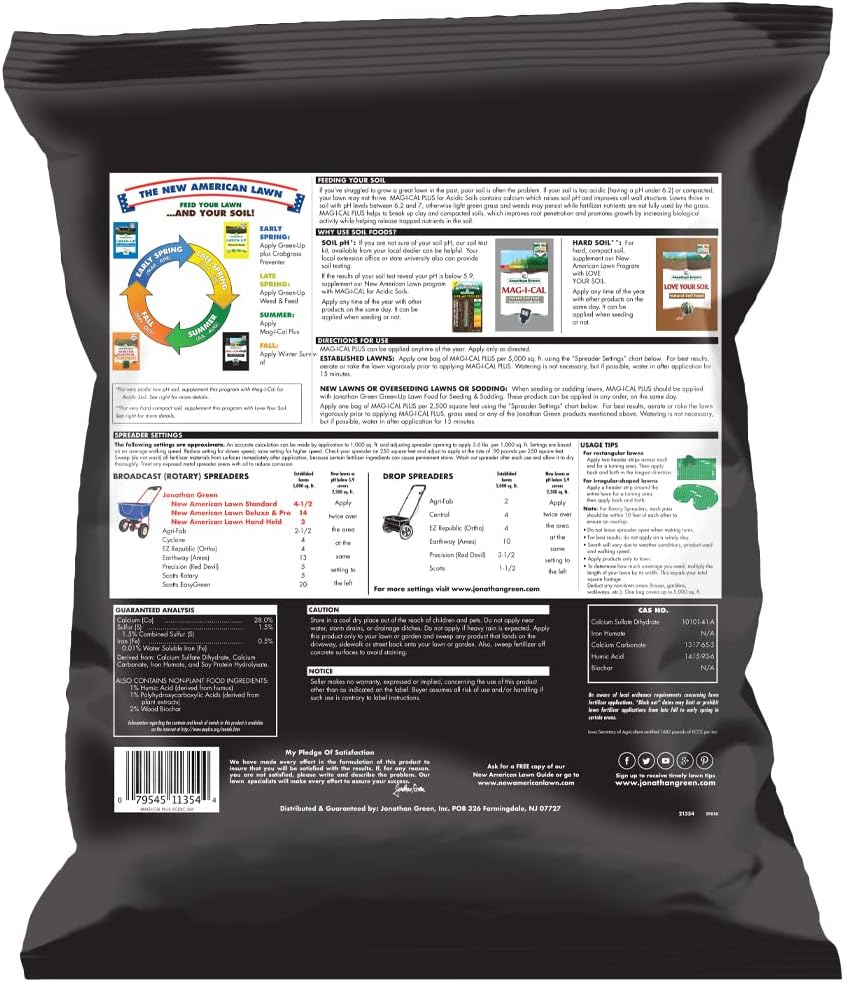 Jonathan Green (11354) Mag-I-Cal Plus Soil Food for Lawns in Acidic & Hard Soils - Soil Amendment for Grass (5,000 Sq.