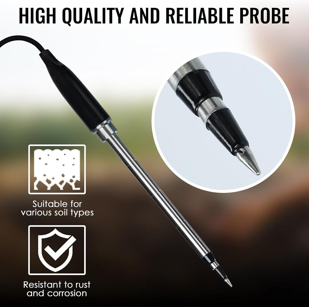 Soil EC & Temperature Meter, 2-in-1 Waterproof Digital Soil Tester with ATC, High Accuracy EC Sensor for Soil