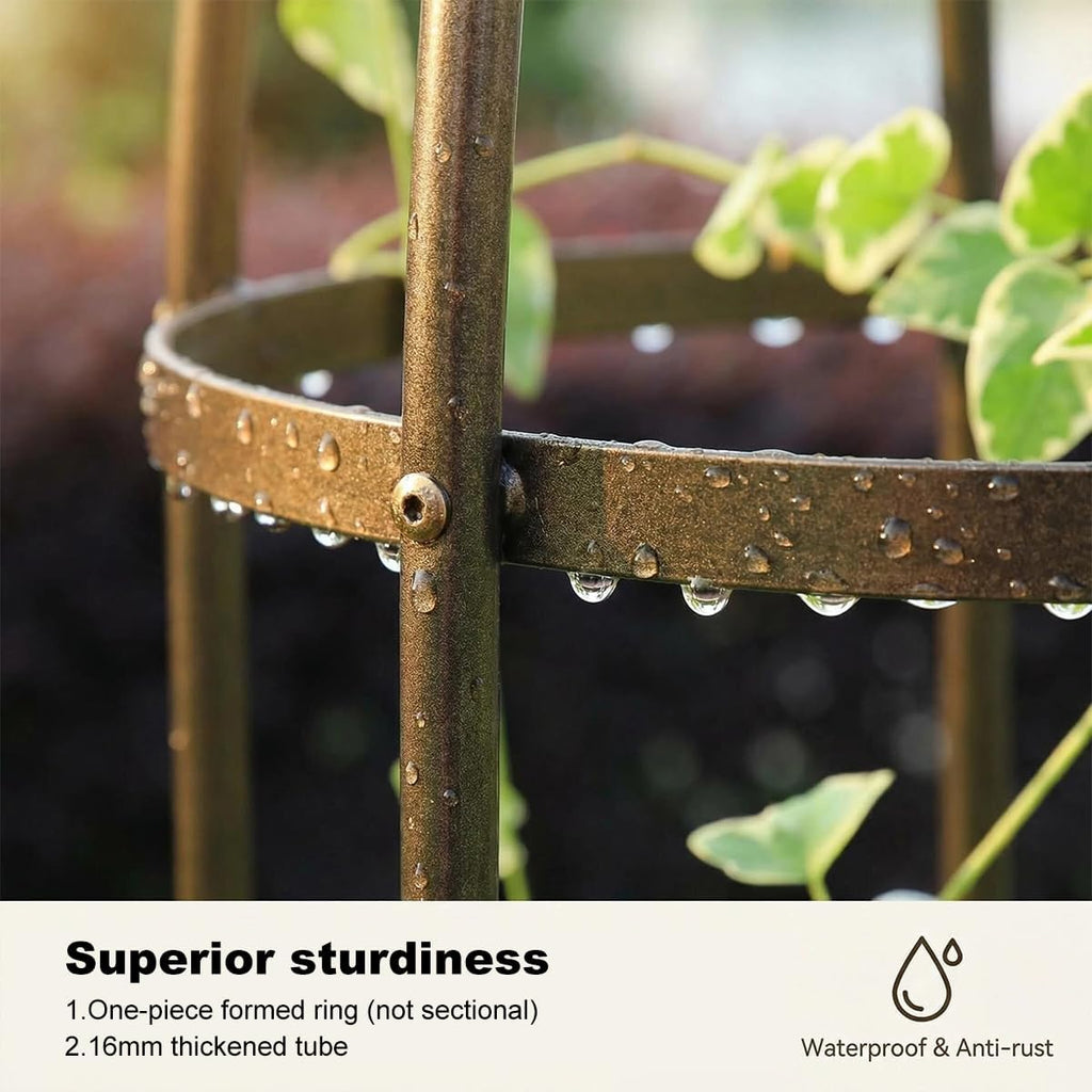 Garden Obelisk Trellis 100% Metal Heavy Duty 5.5 ft for Climbing Vines | Upgraded 16mm Thick Steel Tubes Bronze