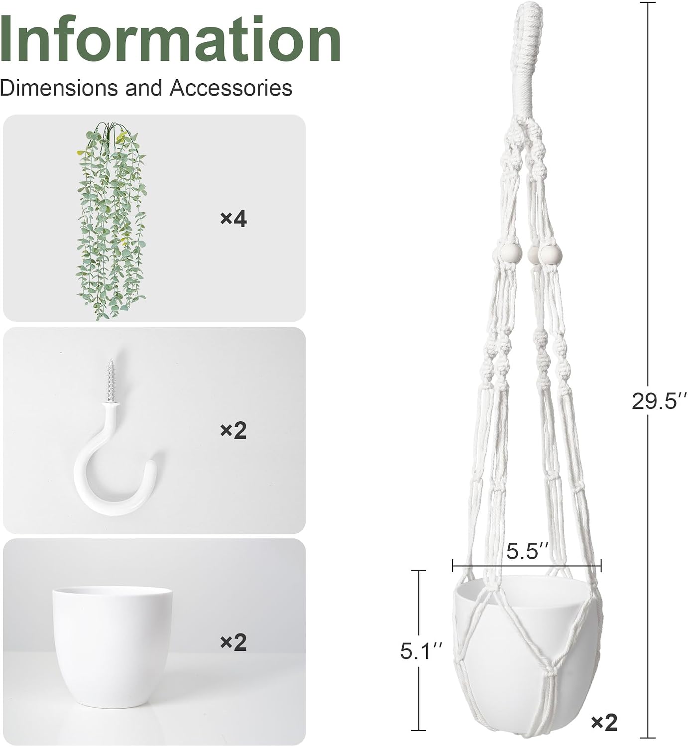 DREAMLOOM 2 Packs Fake Hanging Plants with Pots, Artificial Eucalyptus Hanging Plants with Macrame Hanger for Indoor