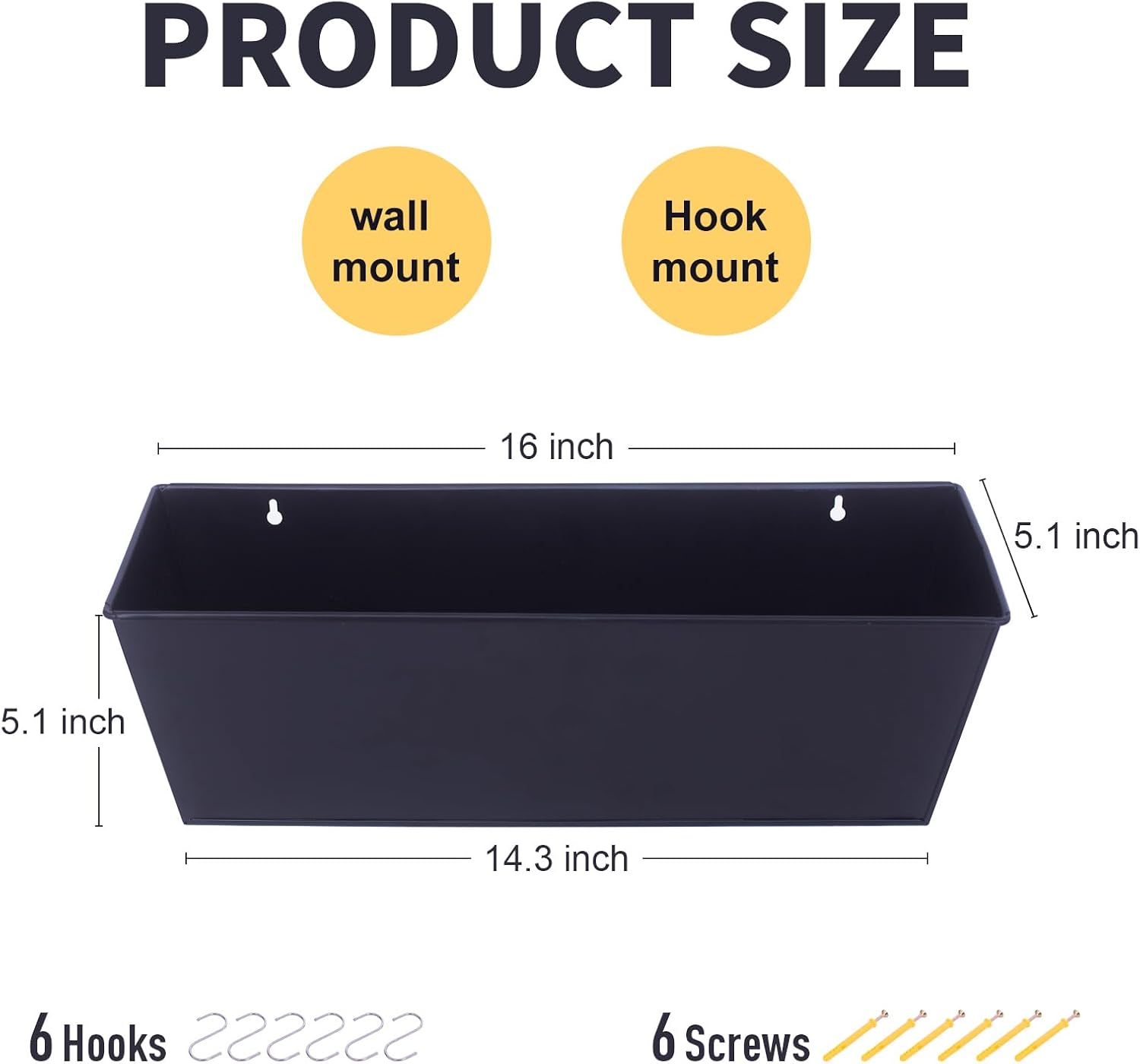 Wall Hanging Planters for Outdoor Plants 16 Inch Large Metal Fence Pots with Hooks for Outside Garden Balcony Plants
