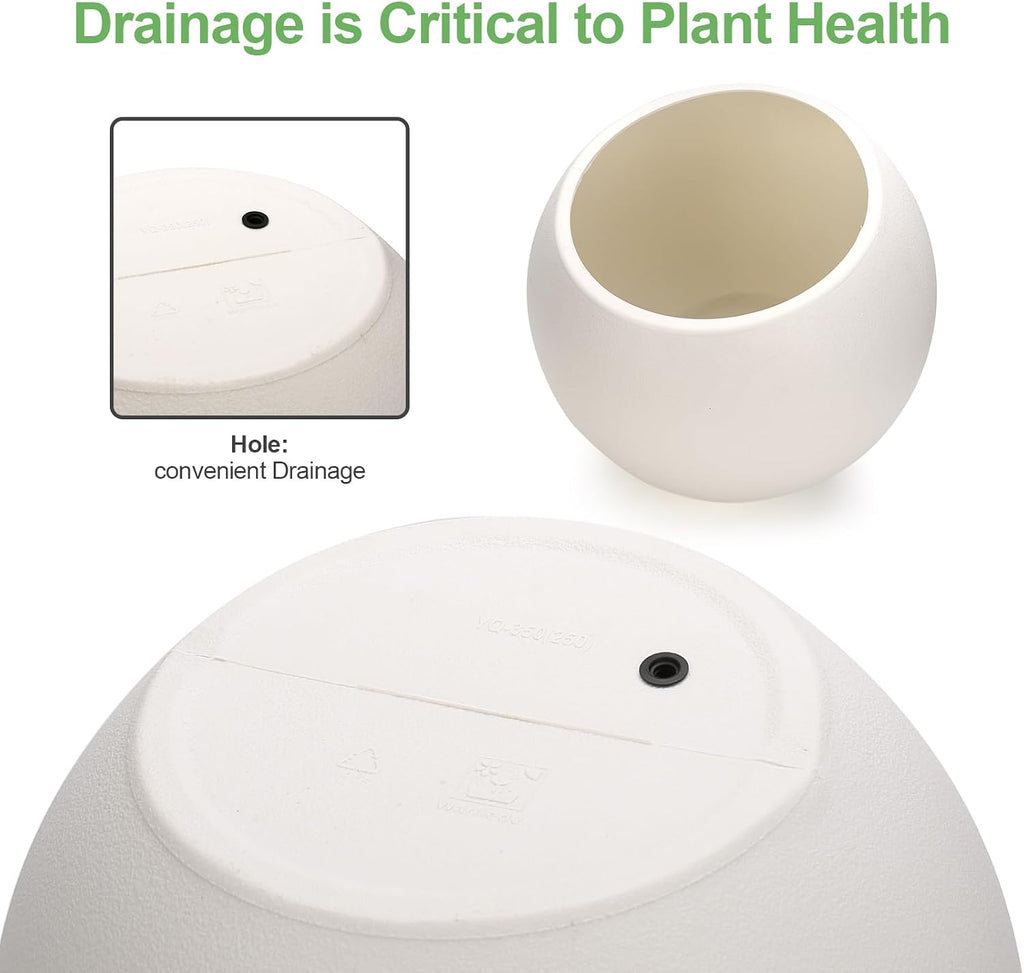 Large Round Planter,Planters for Indoor Plants & Outdoor,Durable Plastic Material Sphere Planter with Drainage Hole &