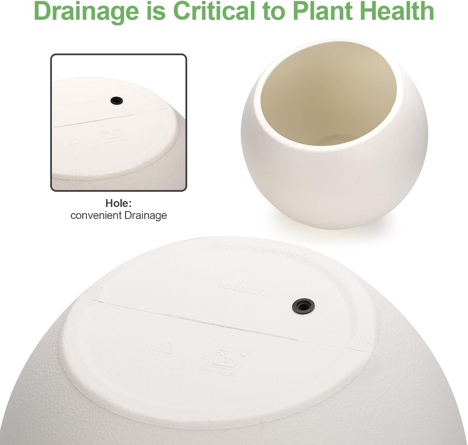 Large Round Planter,Planters for Indoor Plants & Outdoor,Durable Plastic Material Sphere Planter with Drainage Hole &