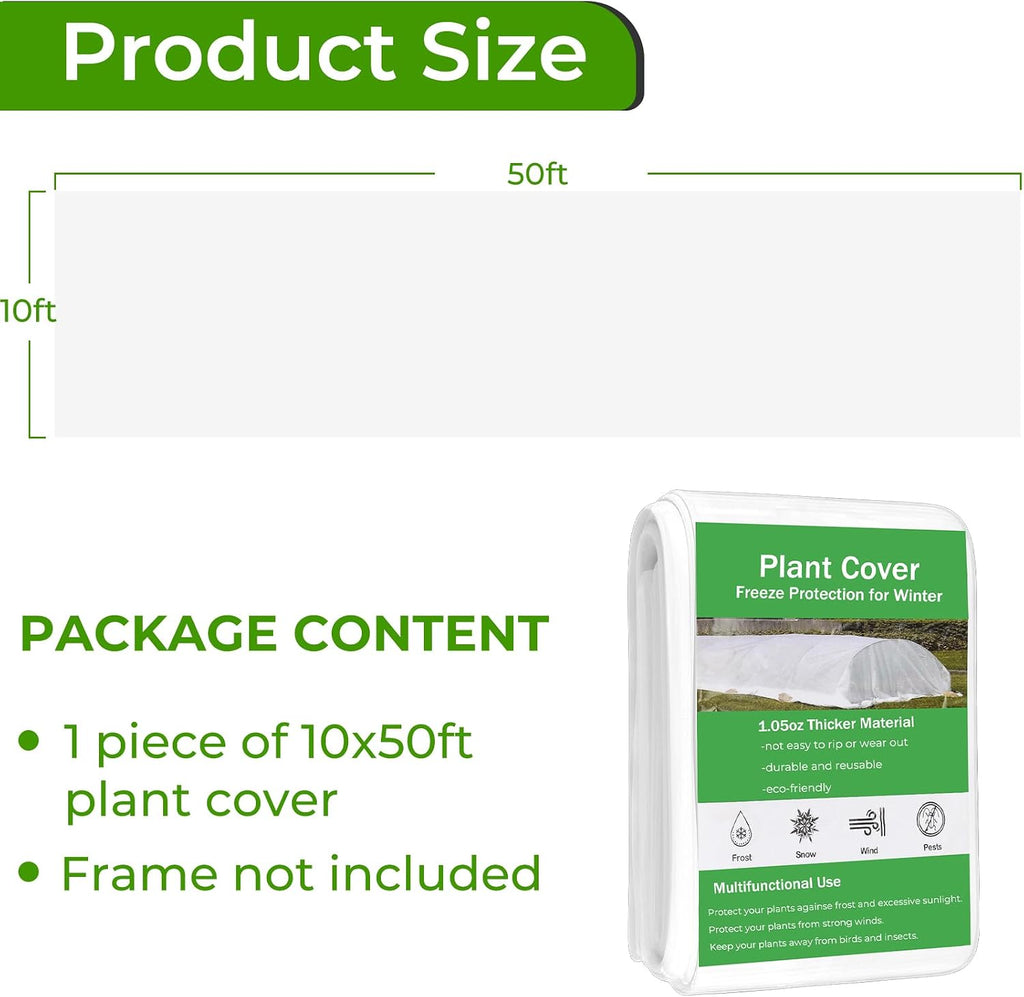 Covers Freeze Protection, Cookmaster 10x50FT Frost Cloth Plant Freeze Protection, Garden Floating Row Covers for Raised