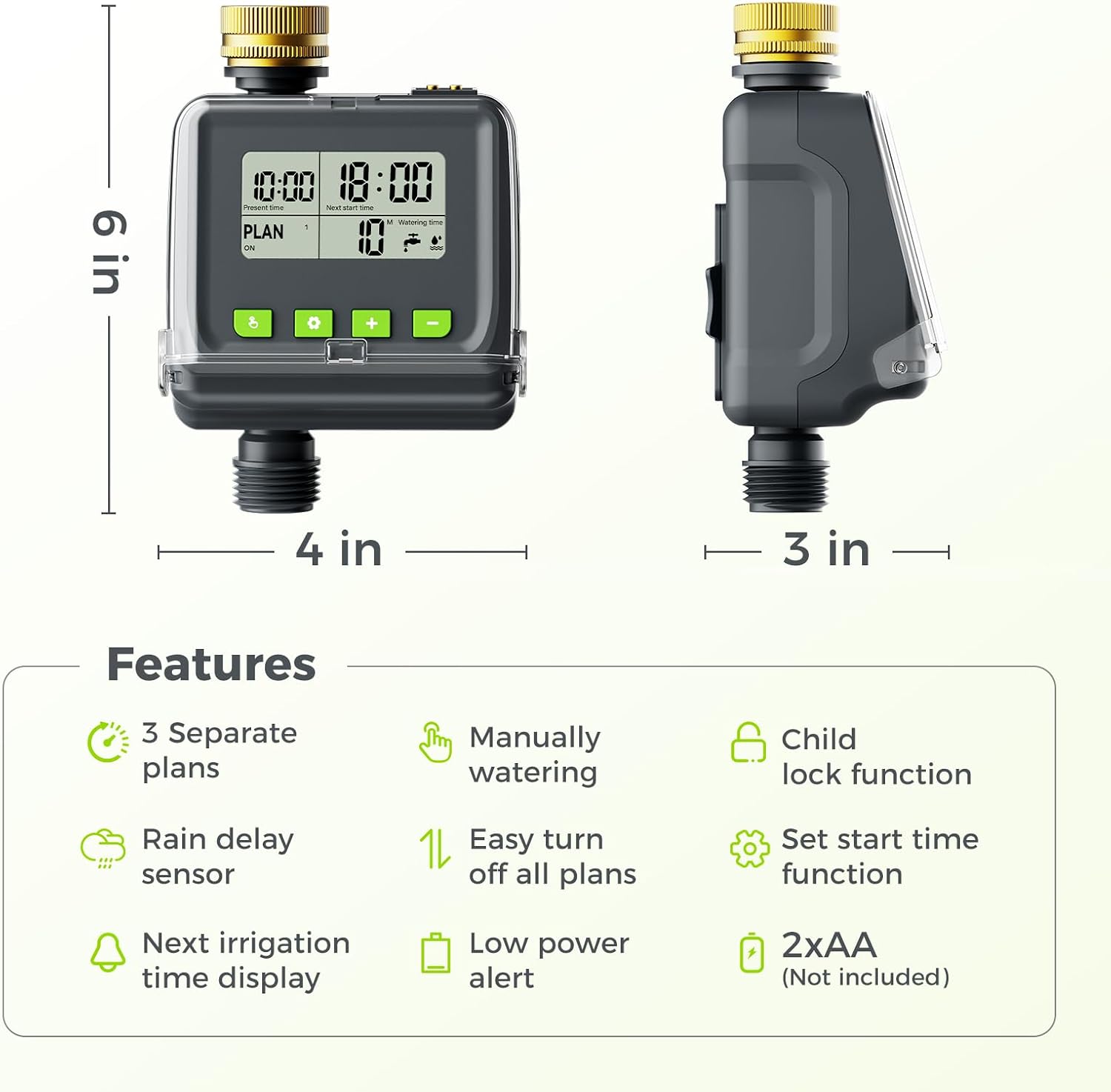 Sprinkler Timer for Garden Hose, Programmable Watering Timer with Rain Delay, Outdoor Automatic& Manual Irrigation