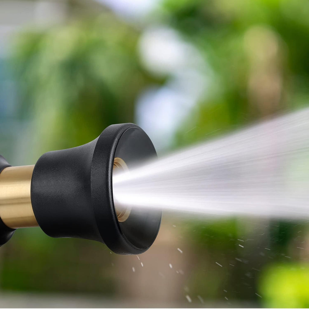 Hose Nozzle, Lichamp Heavy Duty Brass Fireman Style High Power Leak Proof Adjustable Garden Water Sprayer, Suitable for