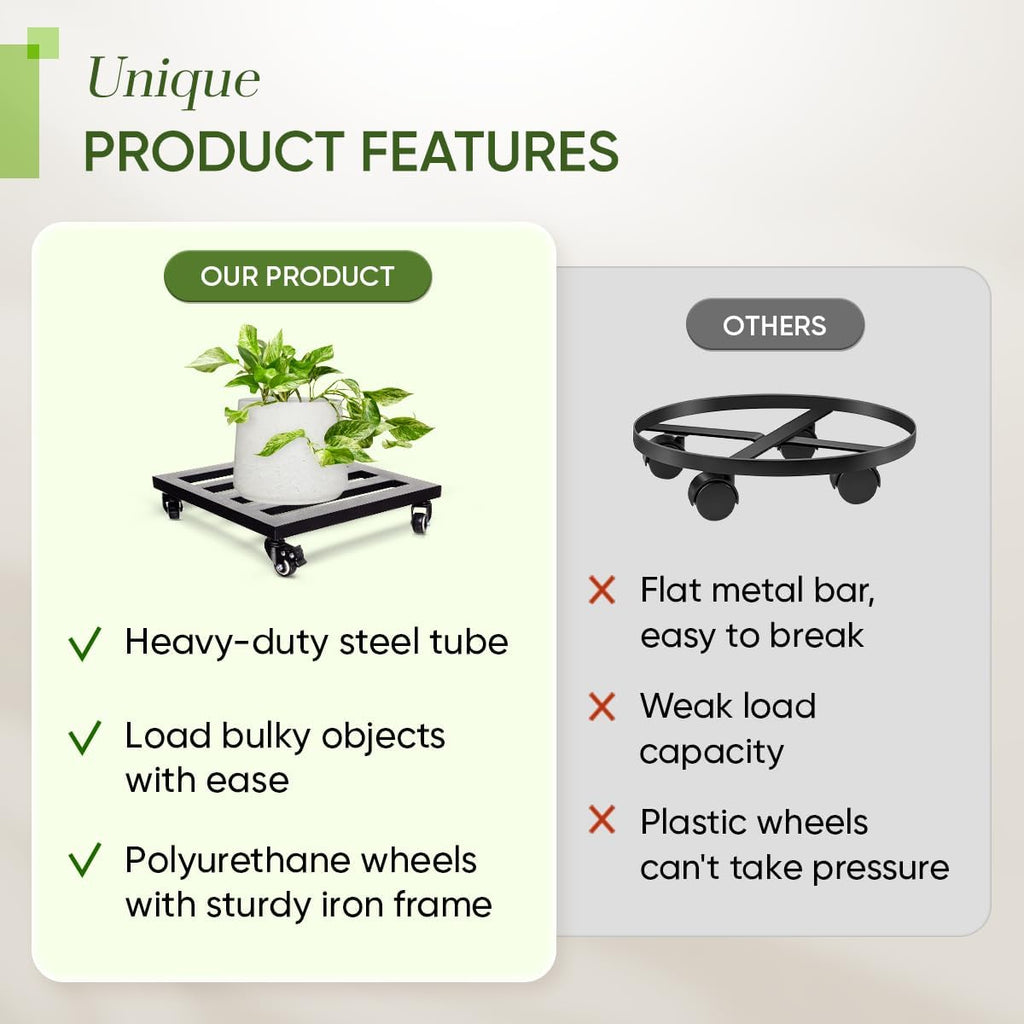 Upgraded apacity 385lbs, 14Inch Plant Caddy with Wheels Heavy Duty, Thicker Metal Plant Dolly, Plant Stand with Wheels