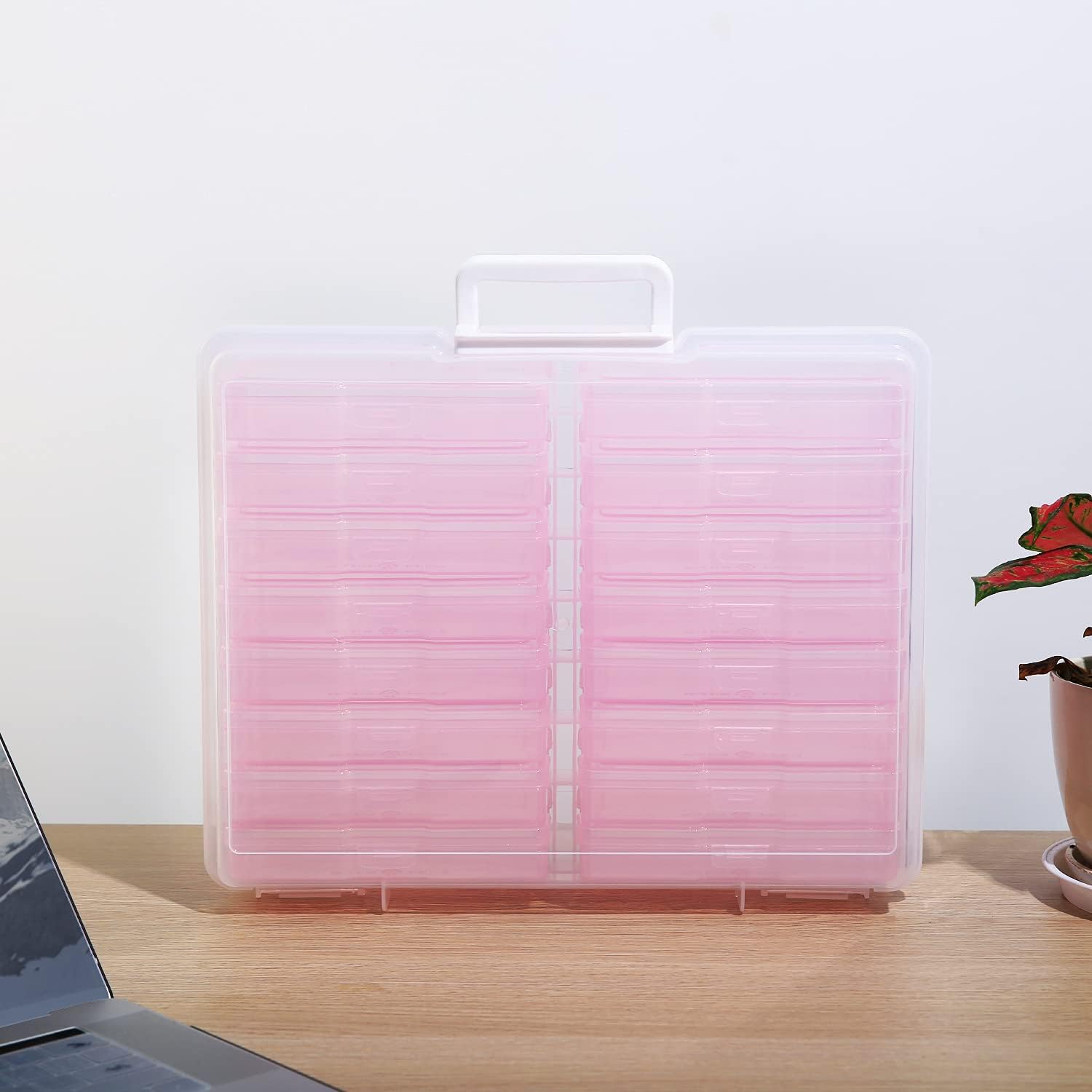 4" x 6" Photo Storage Case with Handle, 16 Inner Photo Organizer Keeper, Extra Large Storage Picture Boxes, Seed