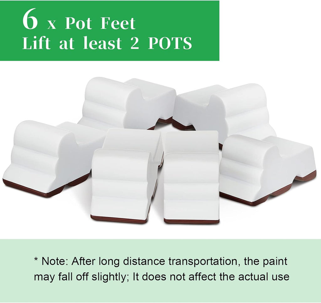 Kigeli 6 Pcs Resin Garden Pot Feet for Outdoor Planters 3 Inch Long 1.5 Inch Tall Flower Handmade Elevator Plant Feet