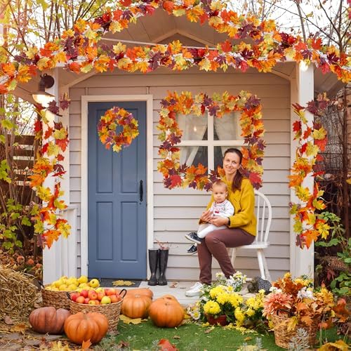 11.8FT 2Pack Fall Garland for Thankgiving Decorations for Home Mantle Decor