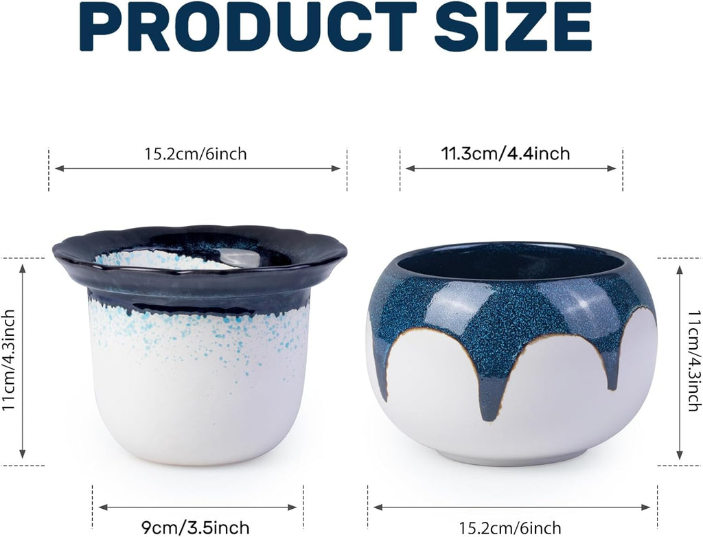 African Violet Pots, 6 Inch Self Watering Pots for Indoor Plants, Easy Plant Self Watering Planter, Ceramic Plant Pot