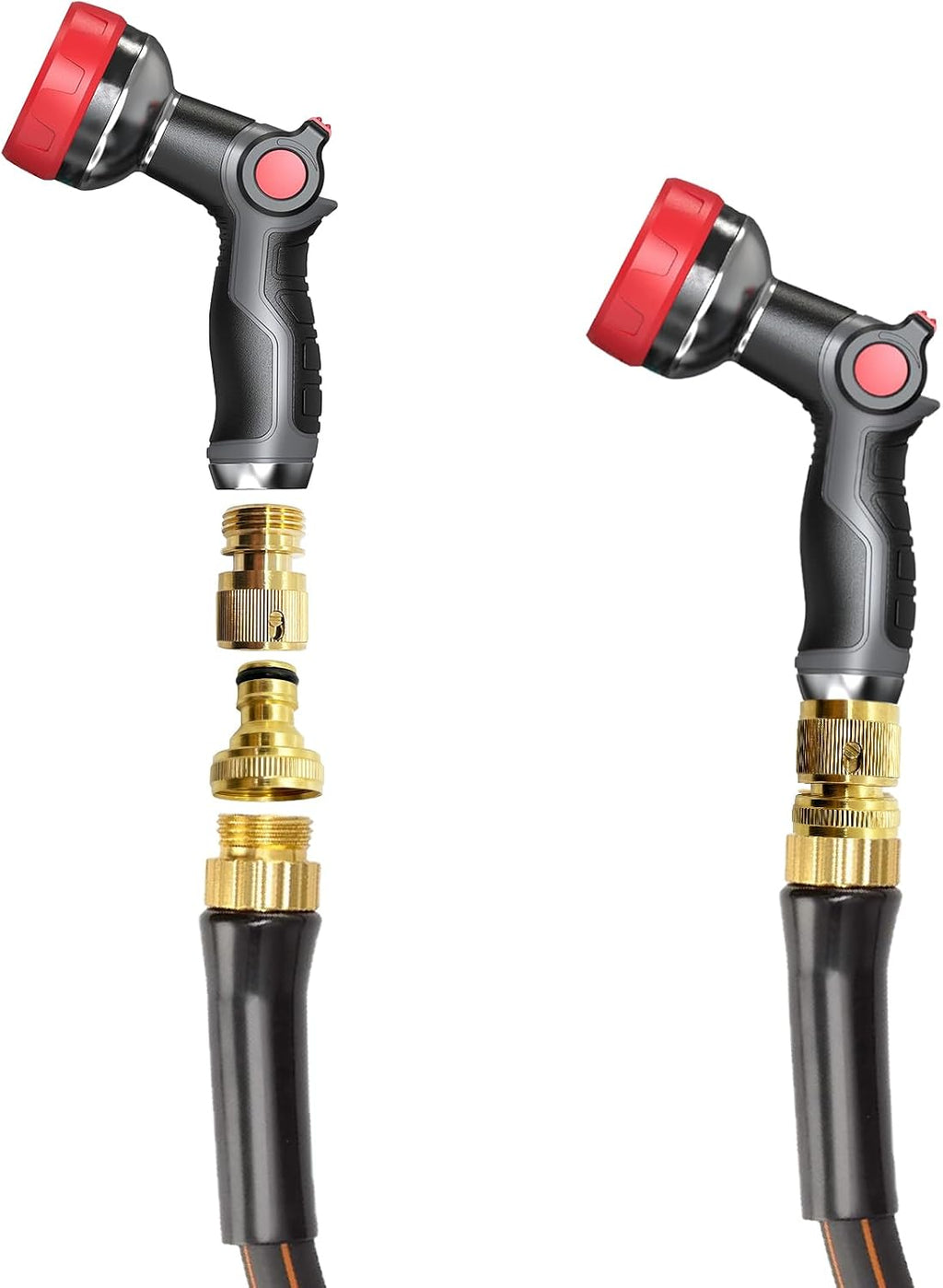 Garden Hose Quick Connect Fittings, 4 Pack Brass 3/4" GHT Water Hose Easy Connect and Disconnect Kit