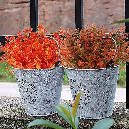 RECUTMS 8 Bundles Artificial Fall Mums Flowers No Fade Faux Autumn Plants