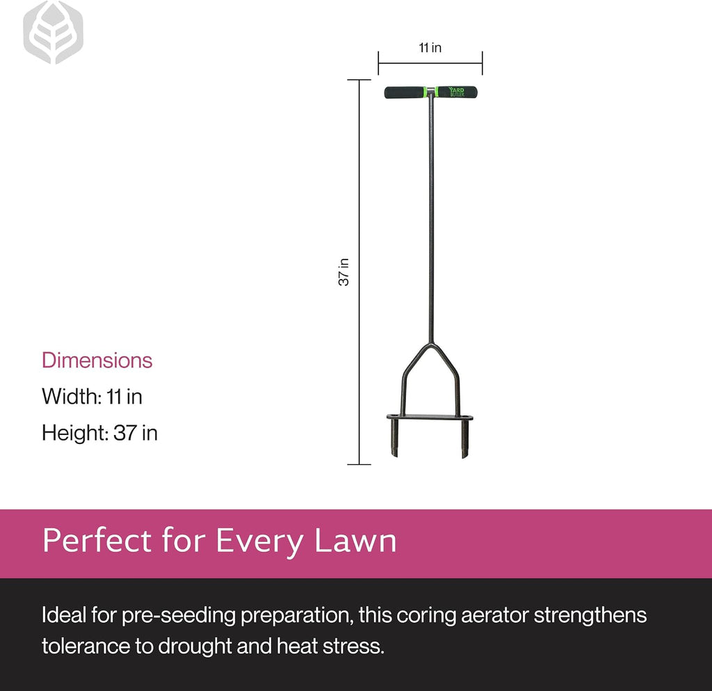 Yard Butler Manual Lawn Coring Aerator, ID-6C - Lawn Care Tool for Aerating - Long-Handled - Power-Coated Steel