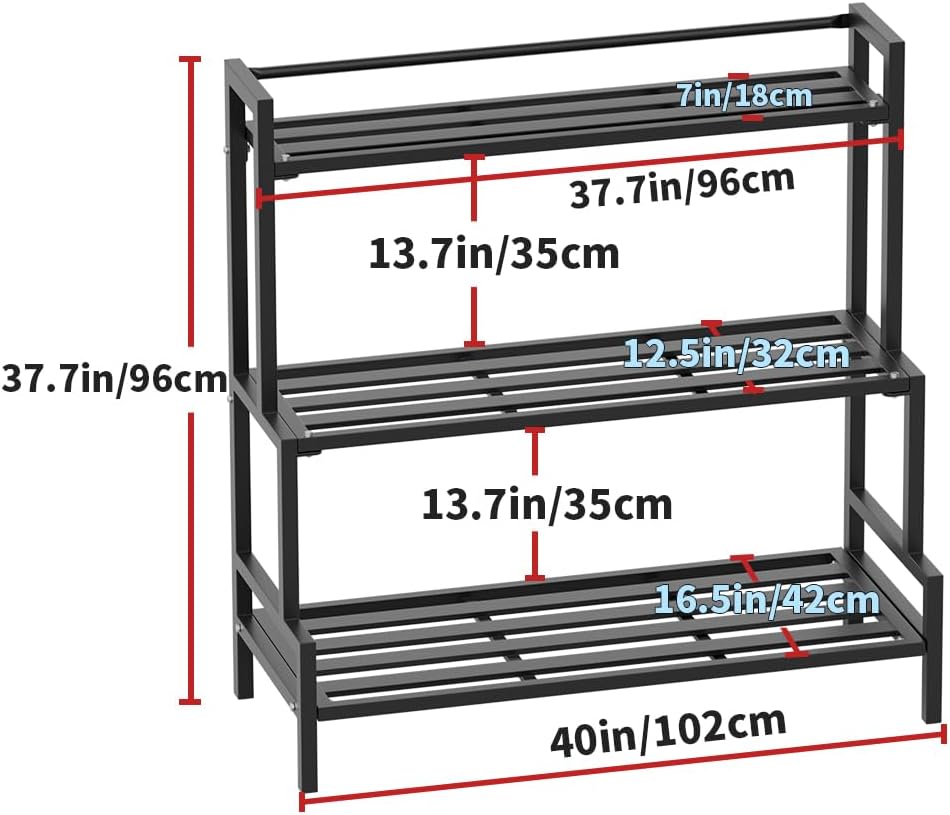 Aluminum Plant Stand Outdoor 3-Tier Rustproof, Extra Large | Heavy-Duty Metal Tiered Plant Rack, Waterproof Rustproof