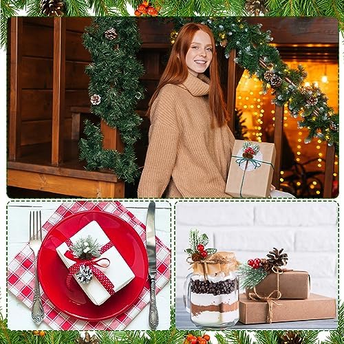 48 Pcs Christmas Floral Picks and Sprays Cone Berry Stems for Craft, Lovely