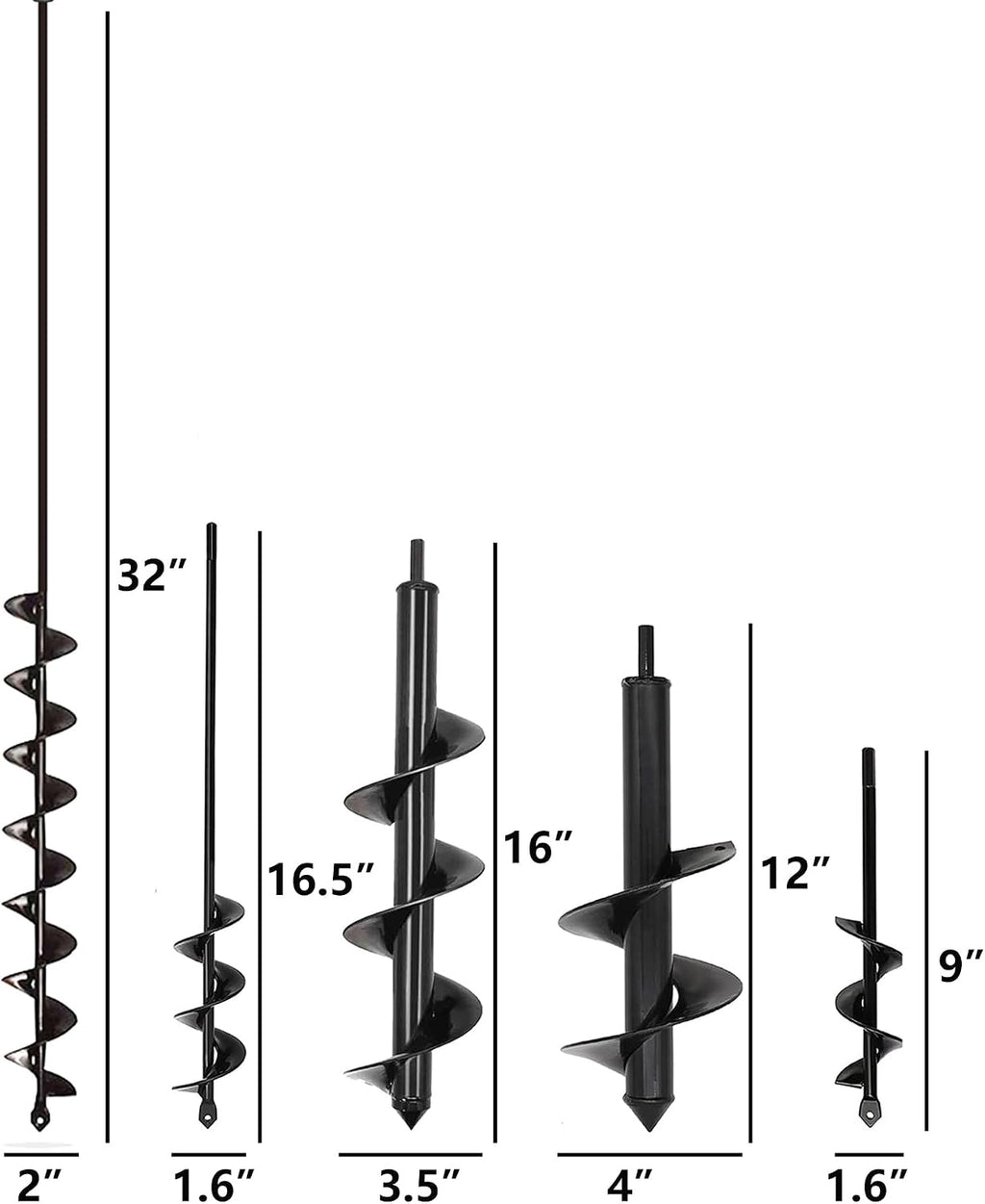 5 Set Auger Drill Bit for Planting,Heavy Duty Garden Auger Spiral Drill Bit Bulb Planter Tool for Planting Bedding