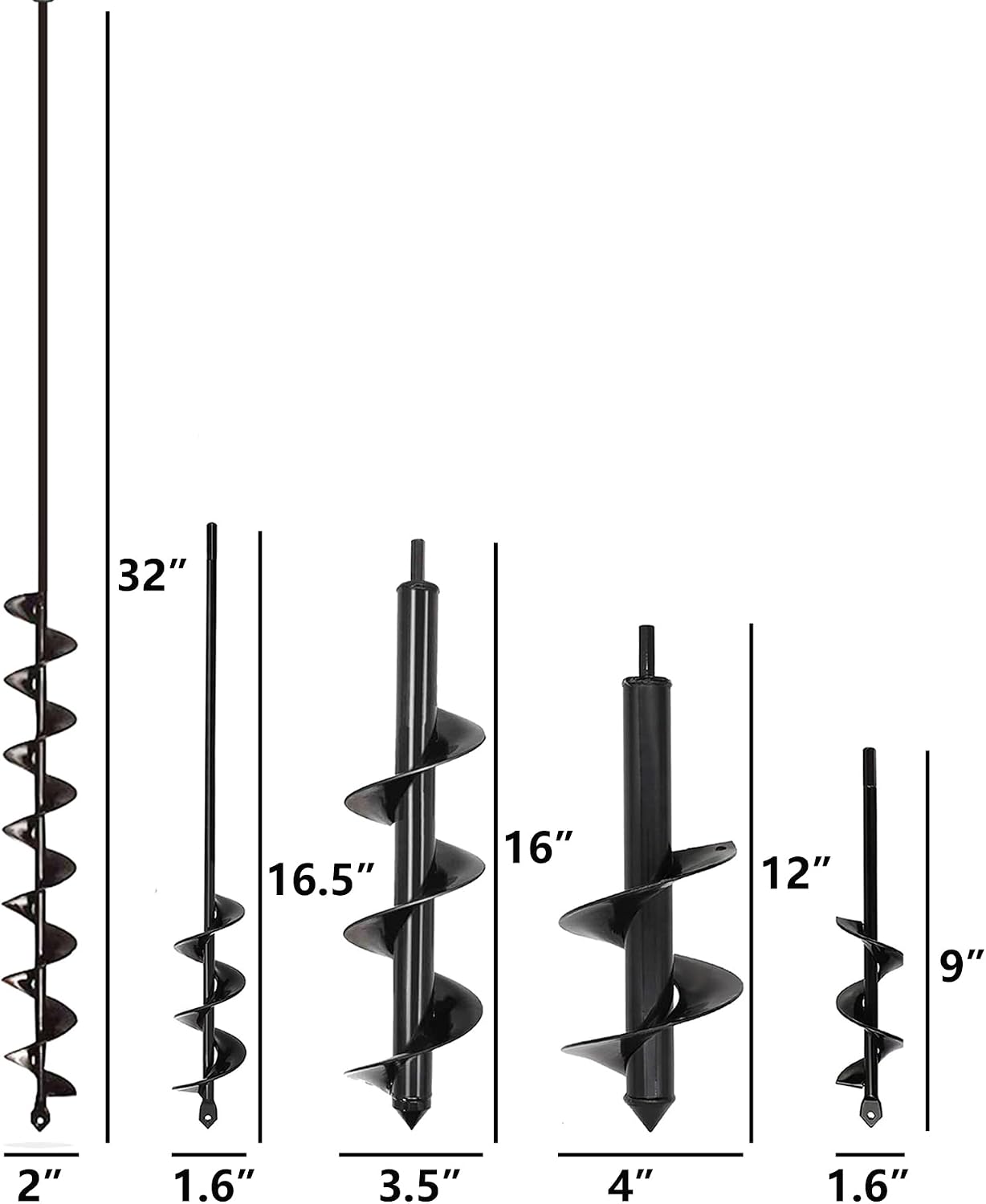 5 Set Auger Drill Bit for Planting,Heavy Duty Garden Auger Spiral Drill Bit Bulb Planter Tool for Planting Bedding