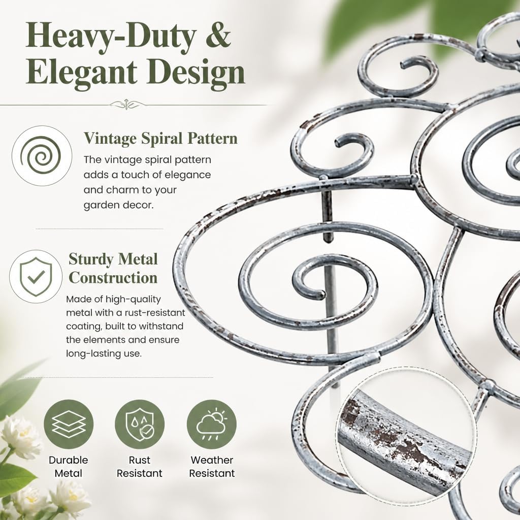 Metal Plant Support Ring for Garden, Heavy Duty Green Flower Hoop with Gardening Gloves, Peony Cage Stand for Outdoor