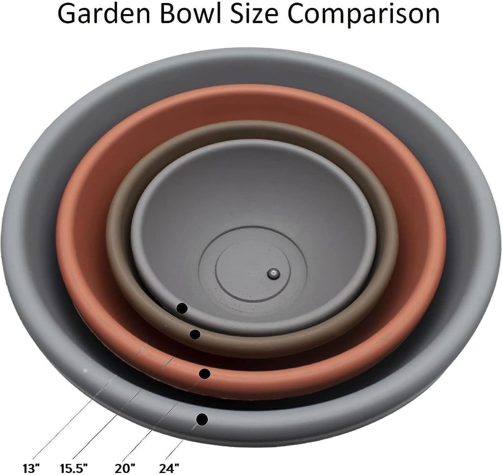 The HC Companies 20 Inch Large Garden Bowl Planter - Shallow Plant Pot with Drainage Plug for Indoor Outdoor Flowers