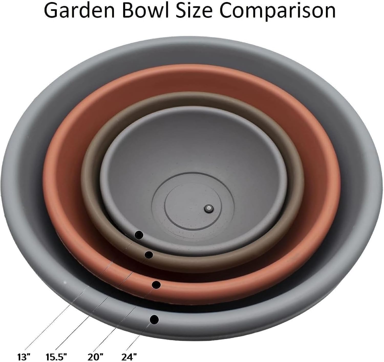 The HC Companies 20 Inch Large Garden Bowl Planter - Shallow Plant Pot with Drainage Plug for Indoor Outdoor Flowers