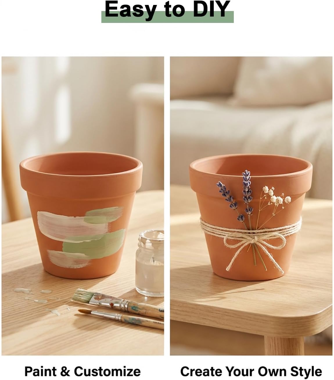 Riseuvo 3 Inch Terra Cotta Pots with Saucer - 12 Pack Clay Flower Pots with Drainage, Great for Plants, Crafts, Wedding