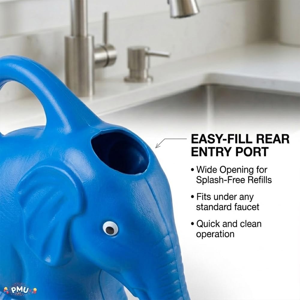 PMU 3Pcs 2-Quart Elephant Watering Can – Durable Plastic Garden Watering Can for Indoor & Outdoor Plants, Easy-Pour