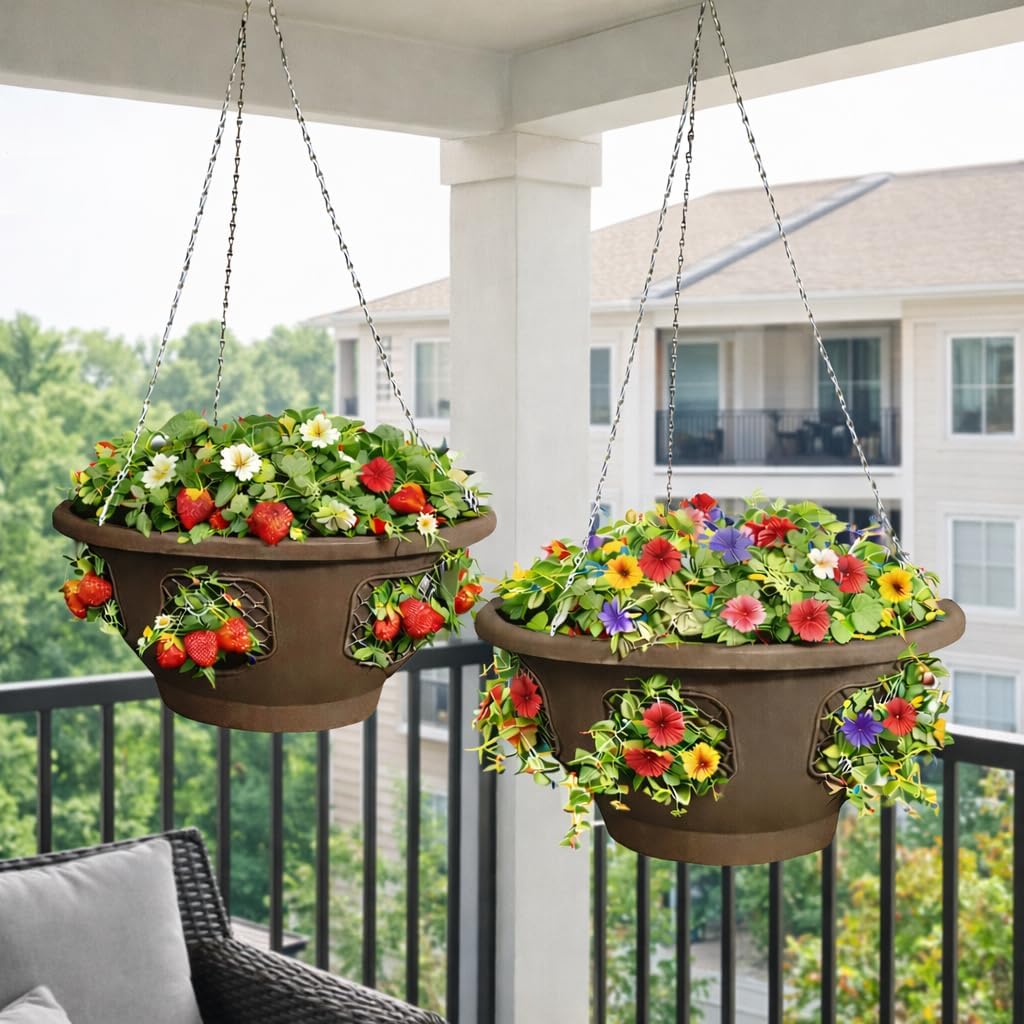 Ultimate Hanging Baskets - Strawberry, Tomato, Flower, and Herb Outdoor Planters - Use Garden Pots for Growing Plants