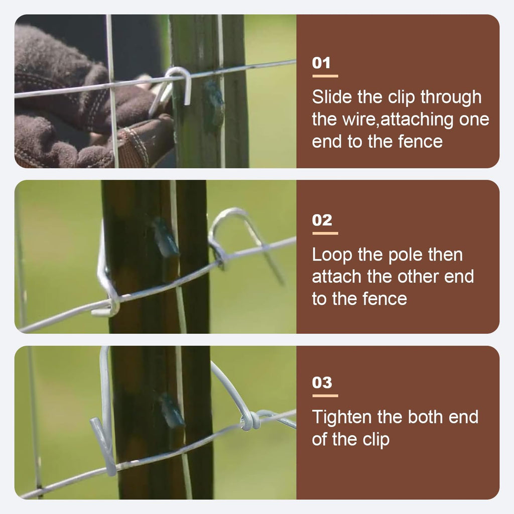 500pcs T-Post Clips Fence Wire Clips Galvanized Steel Fence Clips | Time-Saving Convenient Pre-Cut Wire Ties (500)