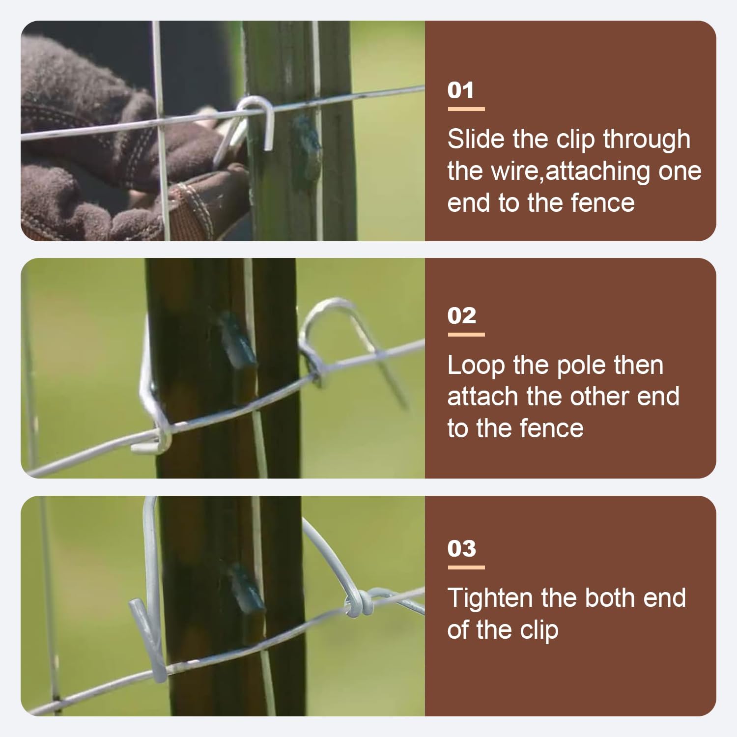 300pcs T-Post Clips Fence Wire Clips Galvanized Steel Fence Clips | Time-Saving Convenient Pre-Cut Wire Ties (300)