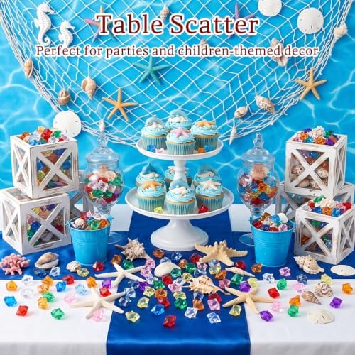 160 Pcs 10-Color Acrylic Fake Ice Cubes, Vase Filler Gems and Table Scatter