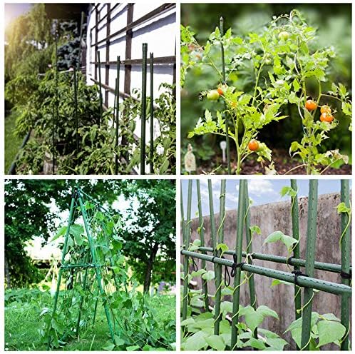 Steel Plant Stakes 3 Feet, Plastic Coated Metal Garden Stakes Supports Climbing for Tomatoes, Trees, Beans, 25 Pack