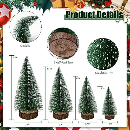 6pcs Mini Christmas Trees Decor, Artificial Bottle Brush Tabletop Trees, 4 Size Holiday Decoration for Xmas (Green)