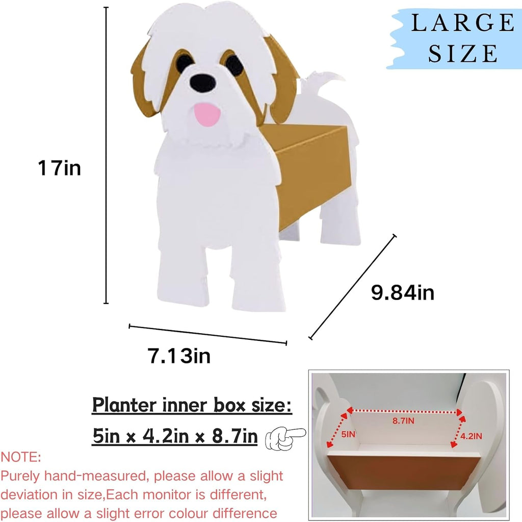 Brown Shih Tzu Dog Planter Pots, Animal Shaped Flower Pot | Large Cute Plant Gift for Women and Pet Lovers, Indoor