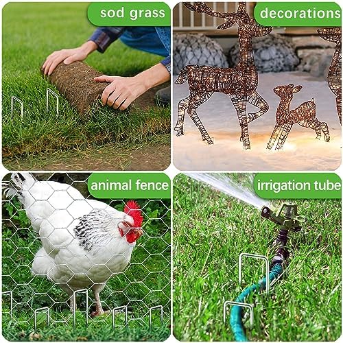 100 Pack Landscape Staples 4 Inch 12 Gauge Garden Stakes