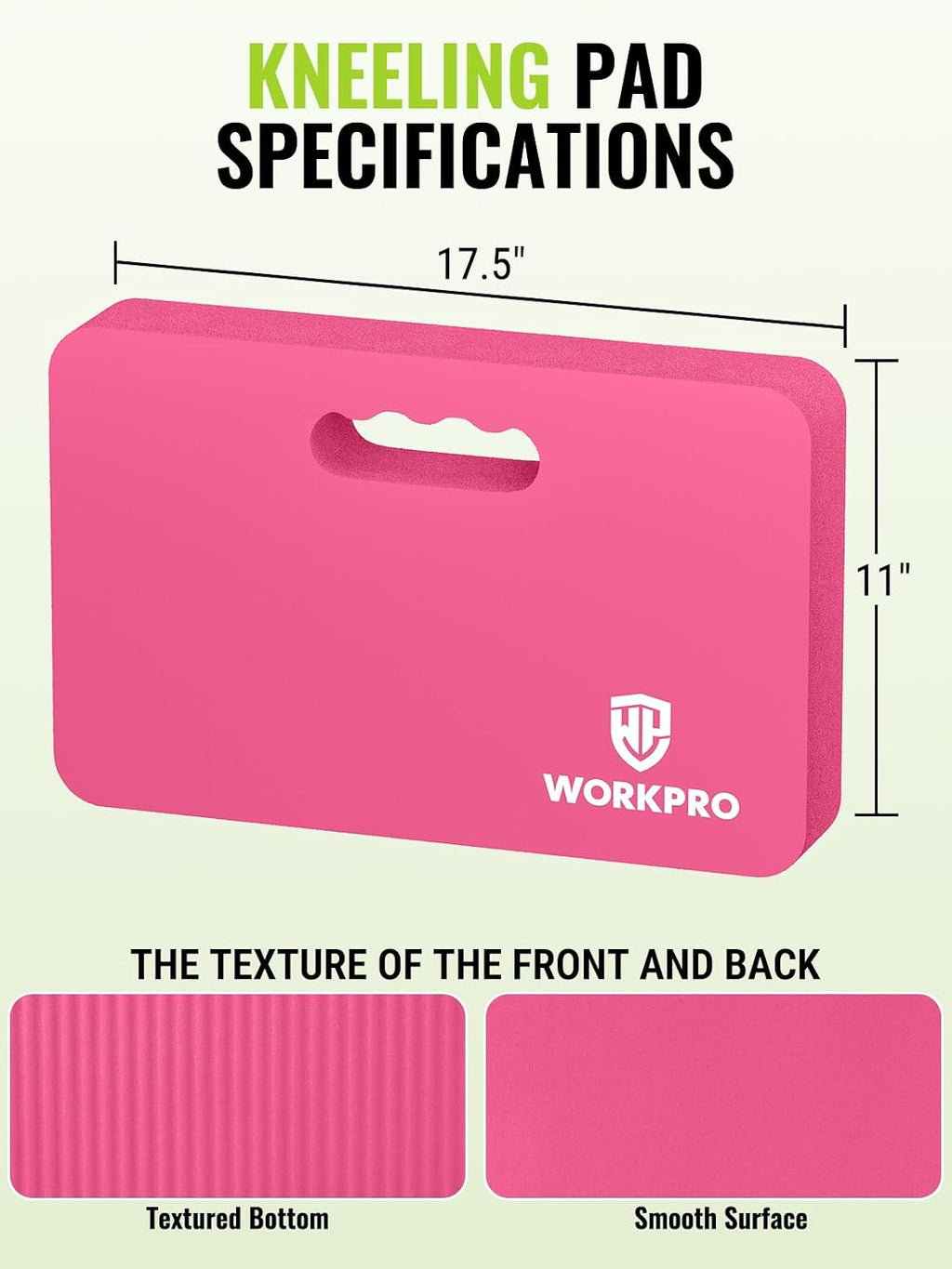WORKPRO Extra Thick Kneeling Pad, 2 Pack, 17.5 x 11 x 1.5 in, Pink | Soft NBR Foam Cushioning for Knee, Large Foam
